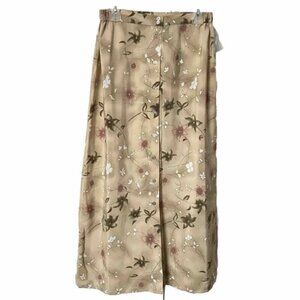Vintage Penmans Tan Floral Semi Sheer Button Front Cottagecore Neutral Skirt